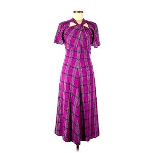 Temperley London Isobel Check Twist Dress Purple Womens Size 4